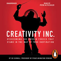 Creativity Inc cover; a silhouette of Buzz Lightyear conducting